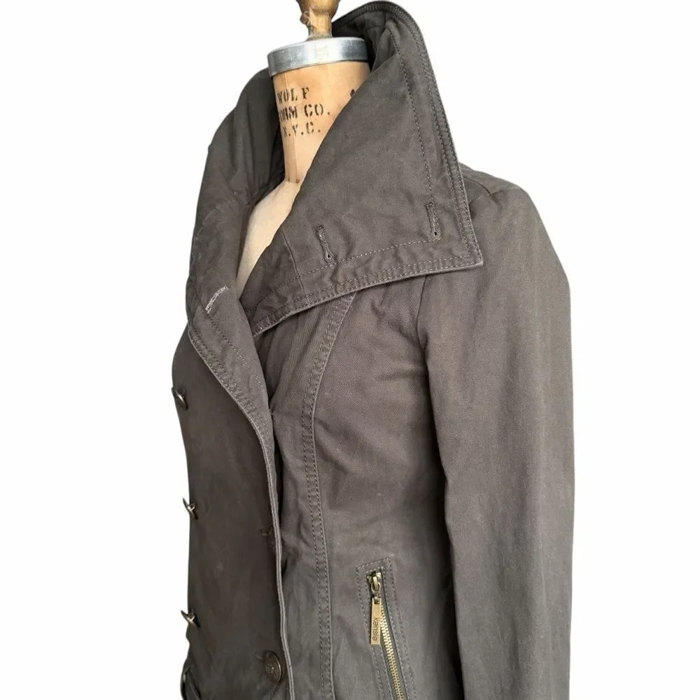 Kensie Dark Gray Double-Breasted Fitted Jacket Size S